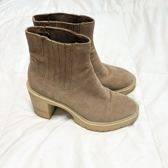 Dolce Vita Caster H2O Waterproof Platform Suede Ankle Boots Tan Size 8 EUC - Picture 6 of 10